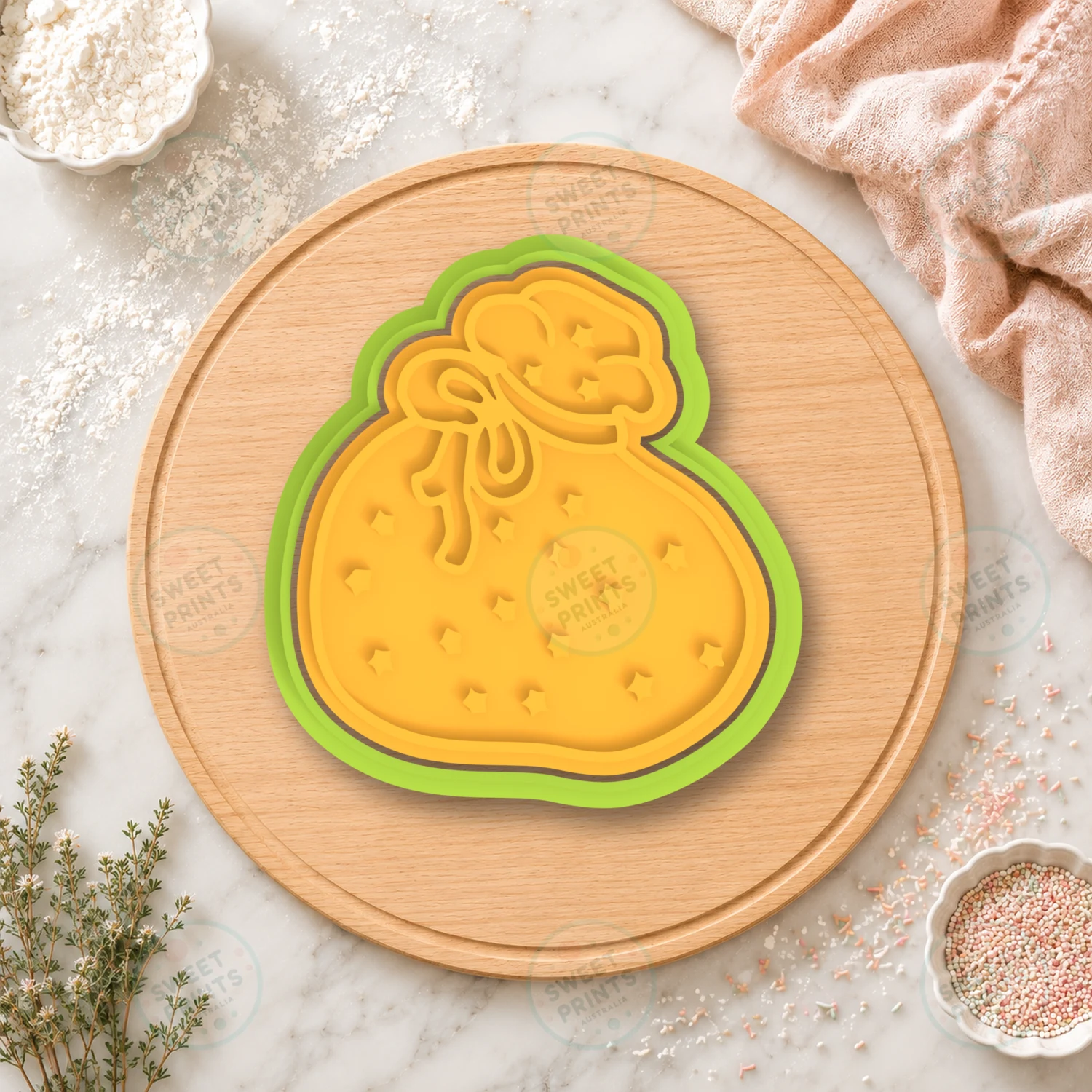 Christmas Gift Sack With Stars Cookie Cutter & Stamp cookie cutter