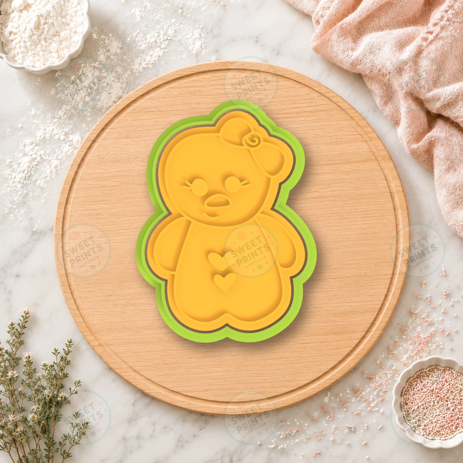 Teddy Bear With Bow Cookie Cutter & Stamp cookie cutter
