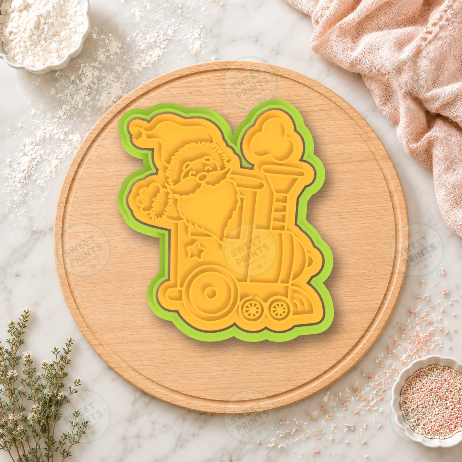 Santa Train Engine Cookie Cutter & Stamp cookie cutter