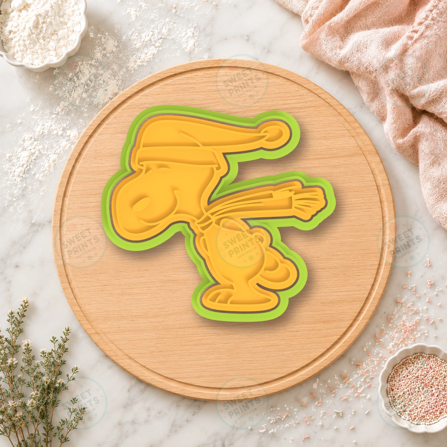Snoopy Santa Hat Lying Cookie Cutter & Stamp cookie cutter