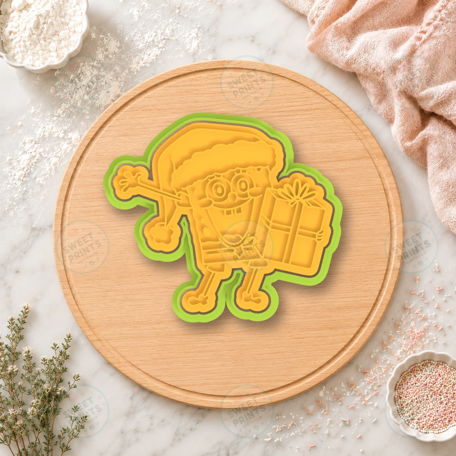 Spongebob Santa Gift Cookie Cutter & Stamp cookie cutter