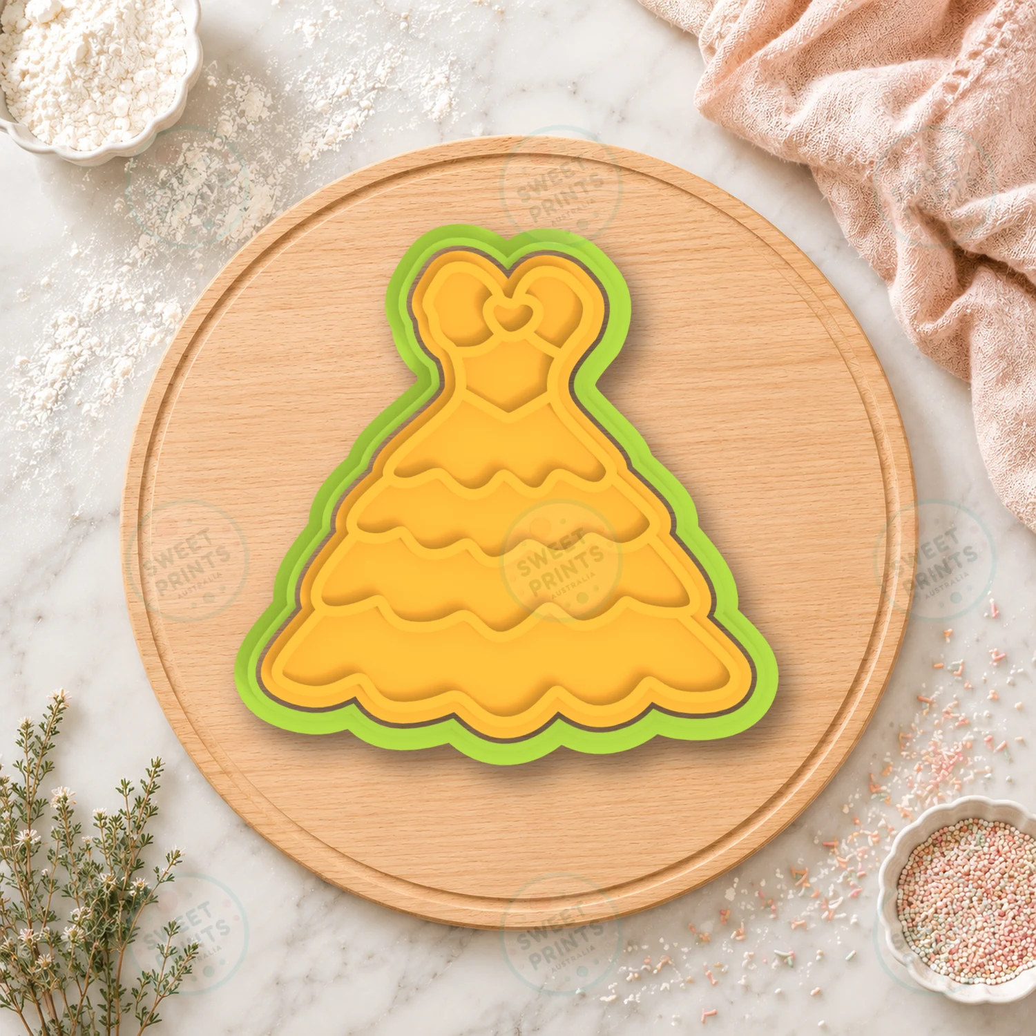 Ruffled Tiered Gown Cookie Cutter & Stamp cookie cutter
