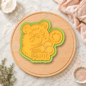 Dont Panic Bear Covid Cookie Cutter & Stamp