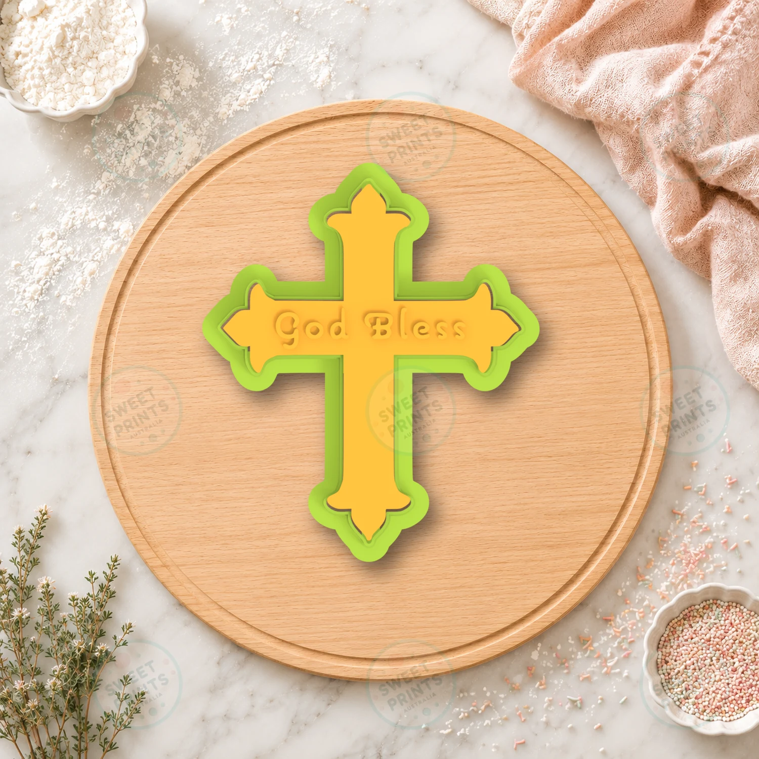 Cross God Bless Baptism Cookie Cutter & Stamp cookie cutter