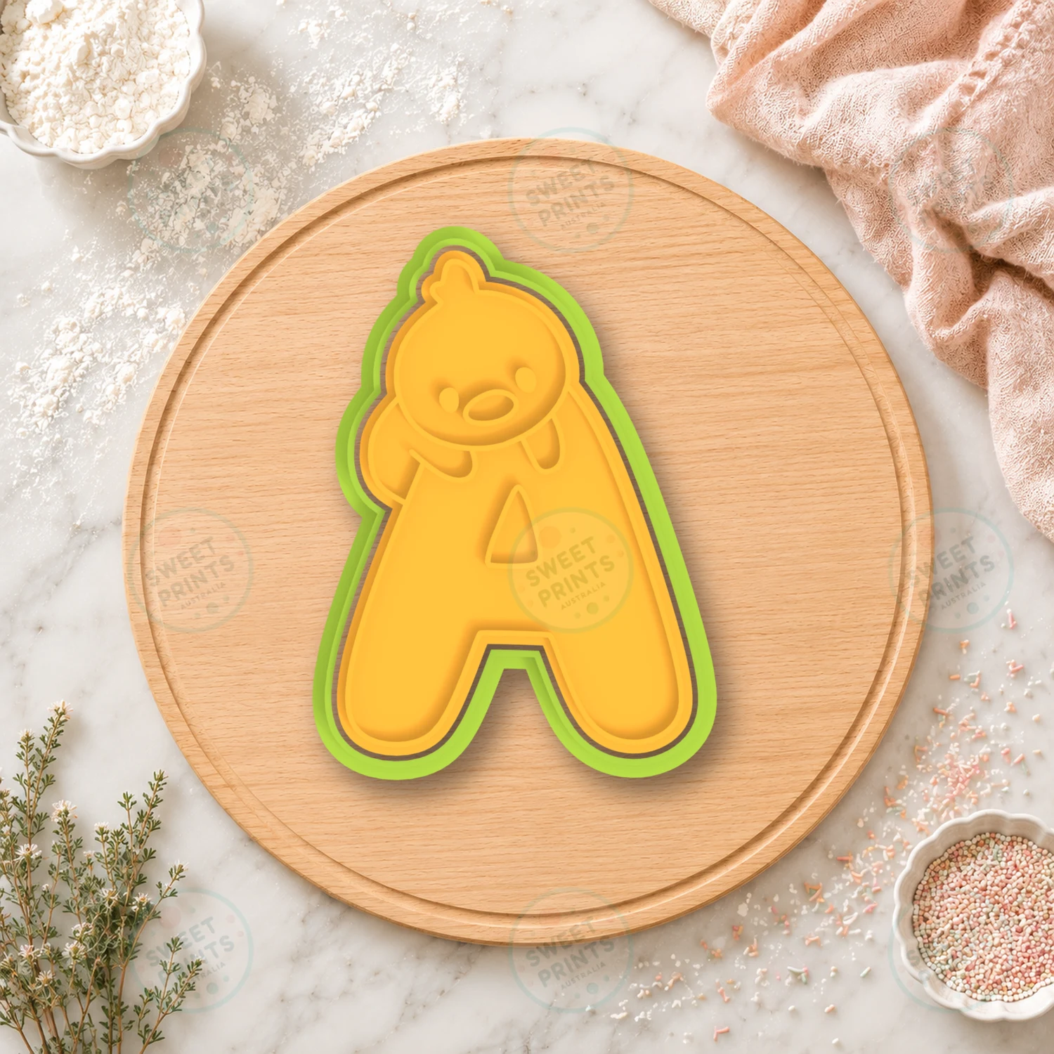 Letter A Bear Cookie Cutter & Stamp cookie cutter