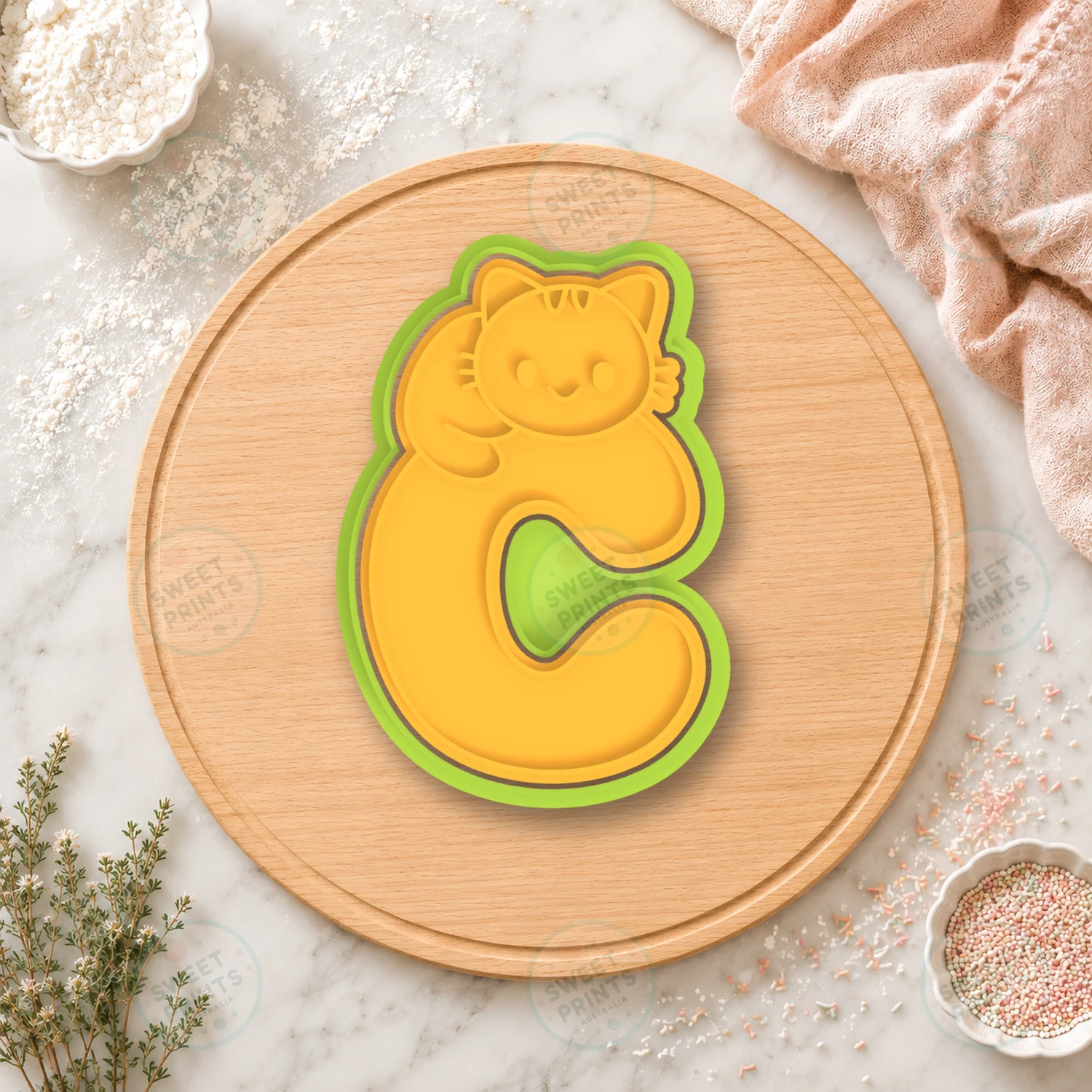 Letter C Cat Cookie Cutter & Stamp cookie cutter