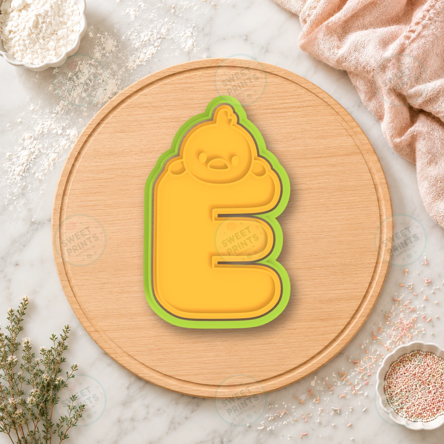 Letter E Chick Cookie Cutter & Stamp cookie cutter