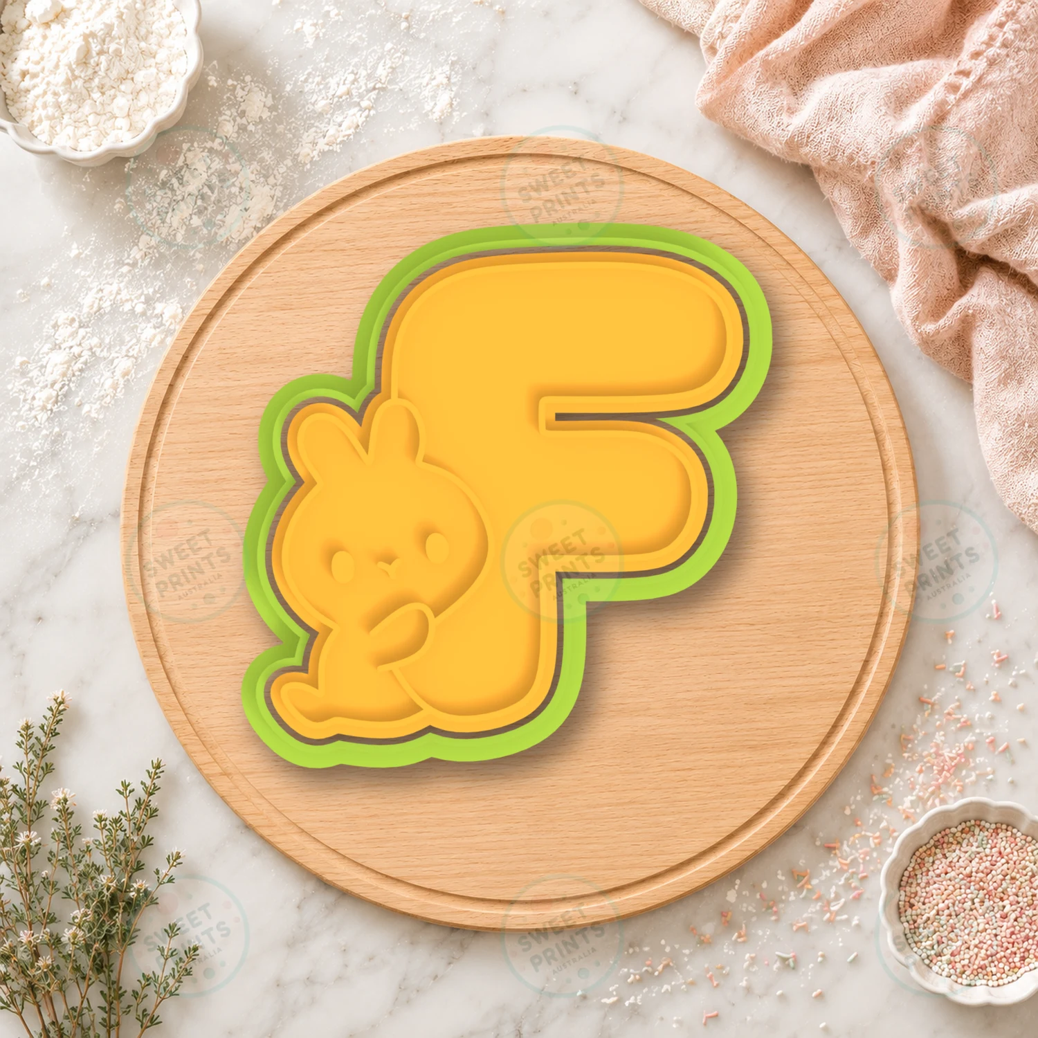 Letter F Bunny Cookie Cutter & Stamp cookie cutter