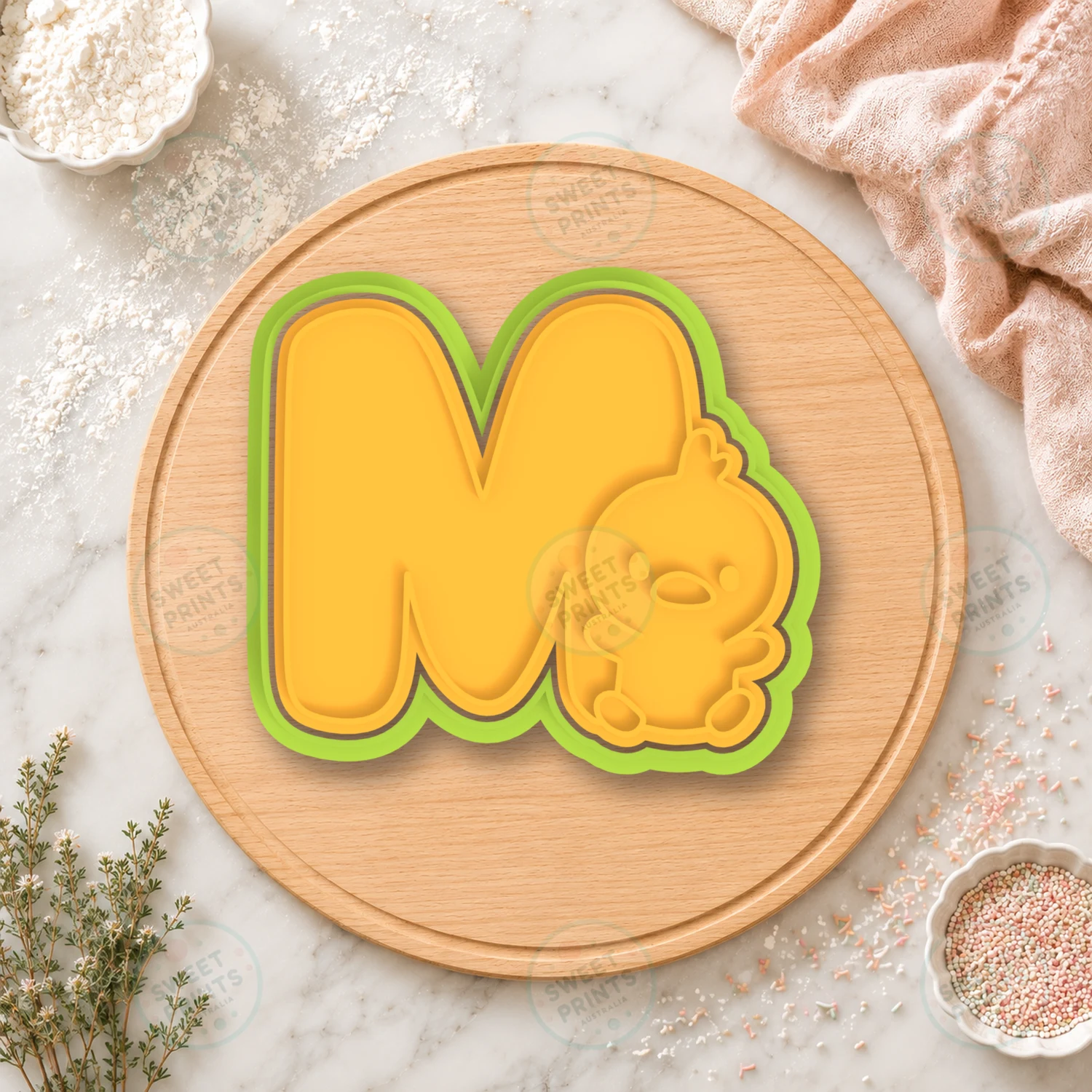 Letter M Chick Cookie Cutter & Stamp cookie cutter