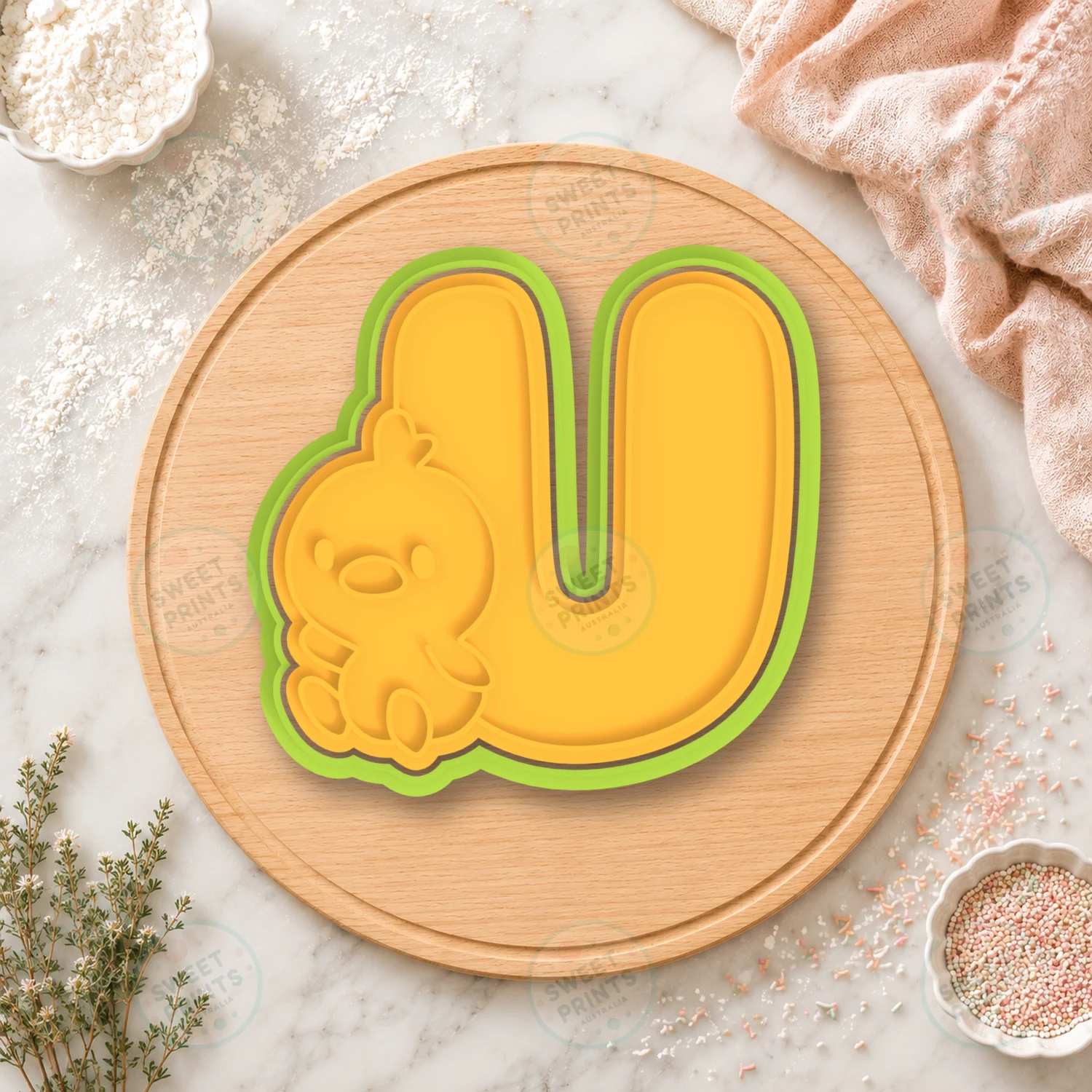 Letter U Chick Cookie Cutter & Stamp cookie cutter