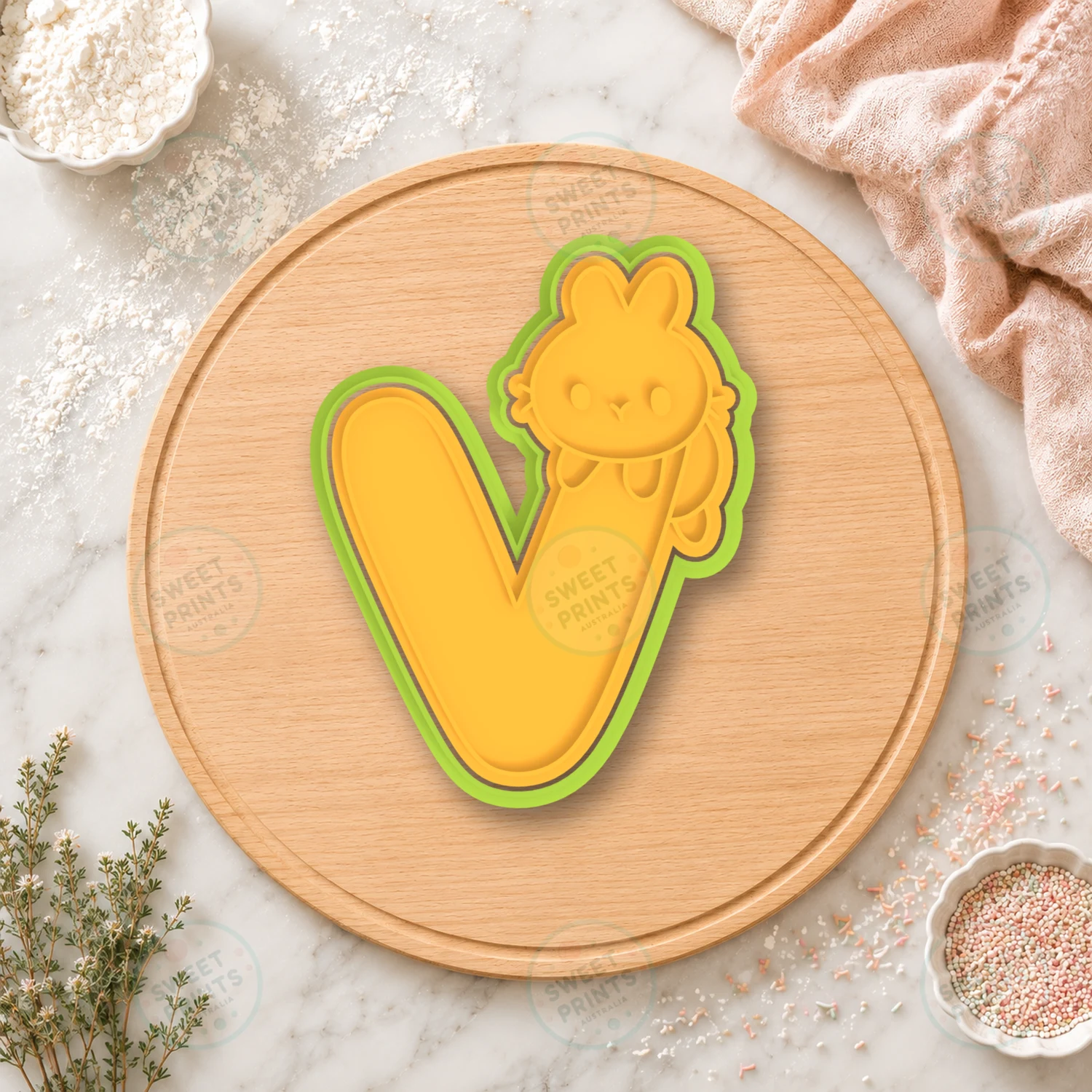 Letter V Bunny Cookie Cutter & Stamp cookie cutter