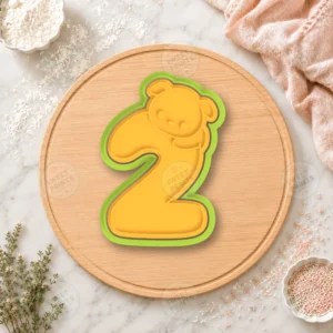 Number 2 Bear Cookie Cutter & Stamp