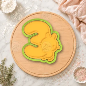 Number 3 Bunny Cookie Cutter & Stamp