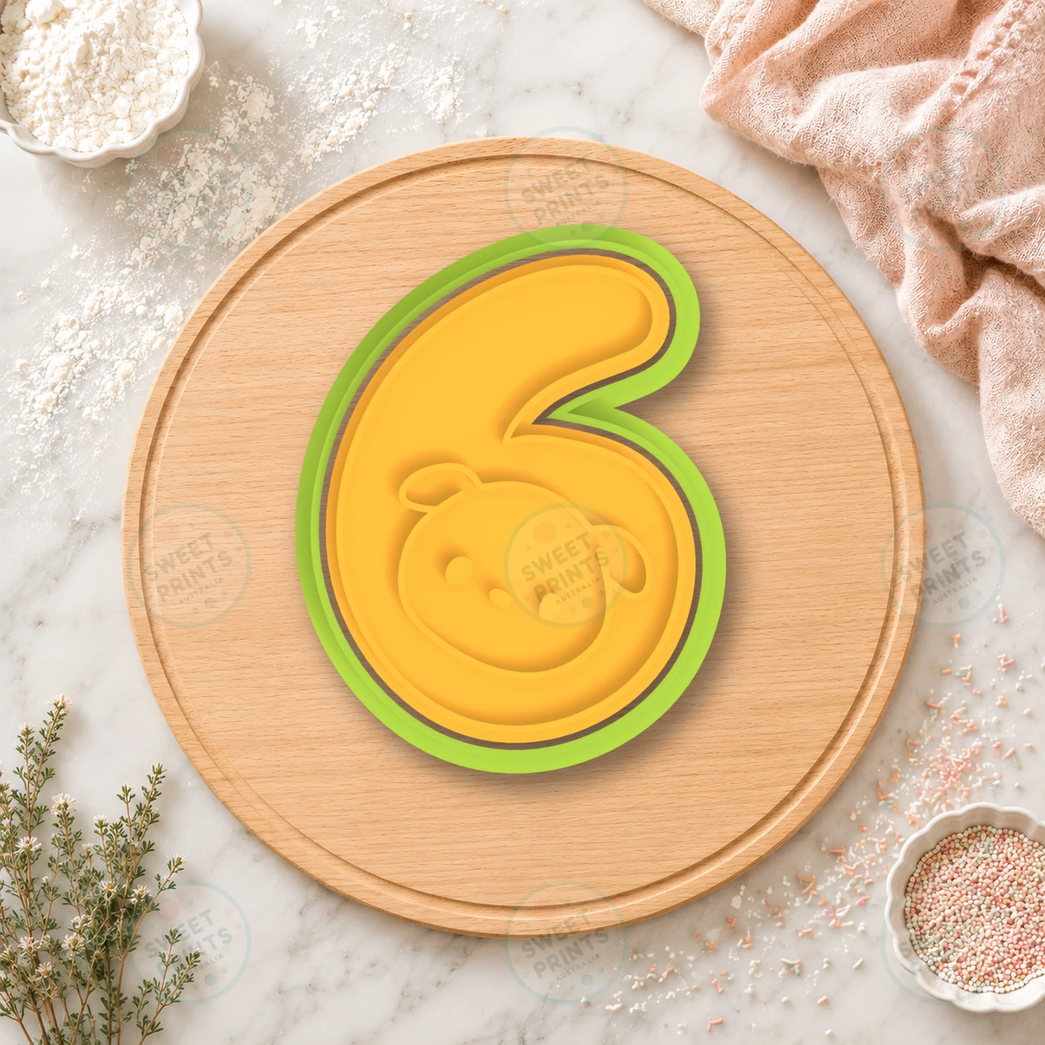 Number 6 Bear Cookie Cutter & Stamp cookie cutter