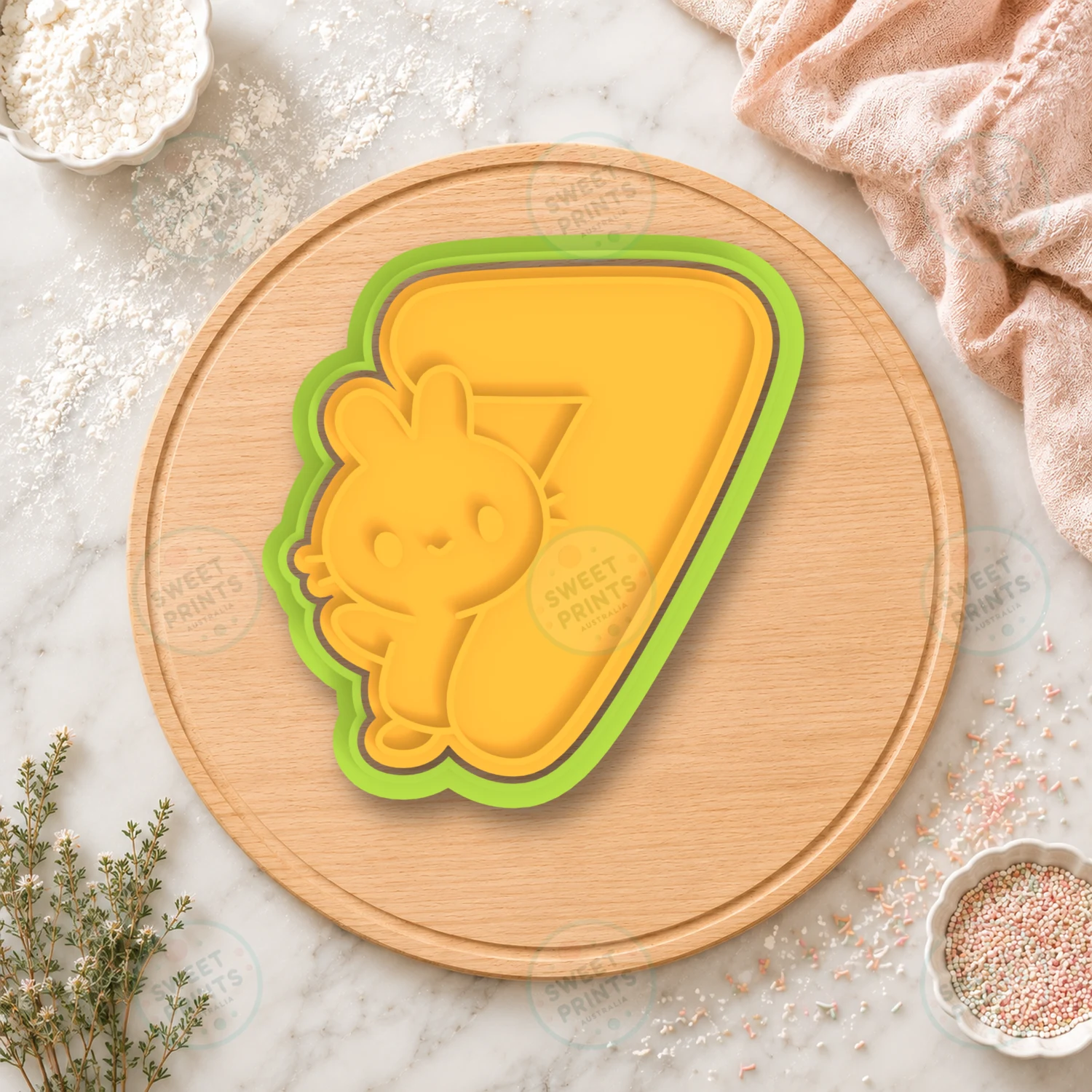 Number 7 Bunny Cookie Cutter & Stamp cookie cutter