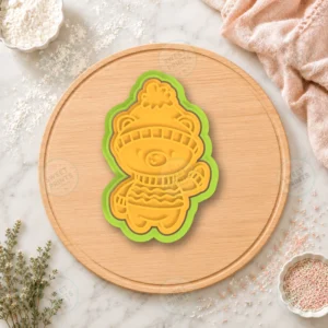 Bear In Winter Hat Cookie Cutter & Stamp