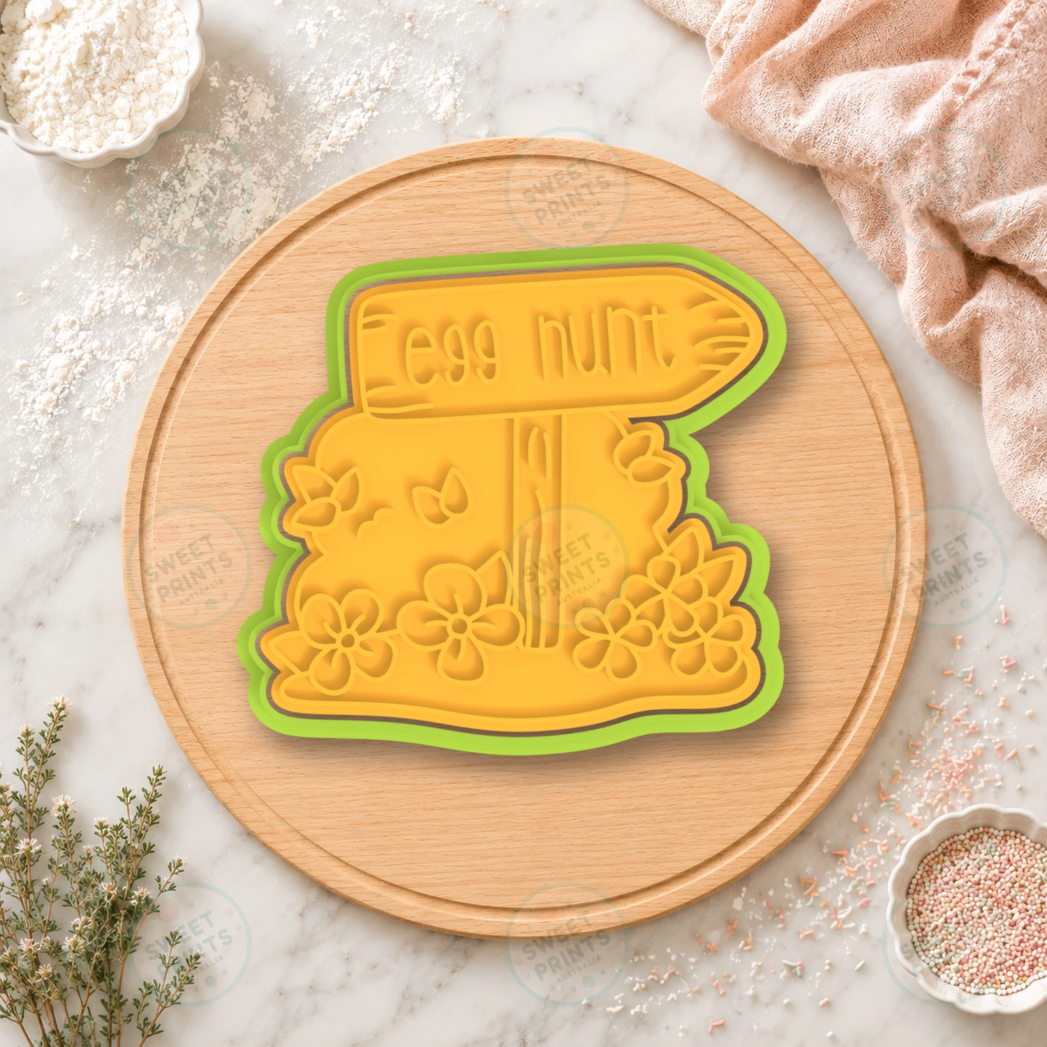 Easter Egg Hunt Sign Cookie Cutter & Stamp cookie cutter