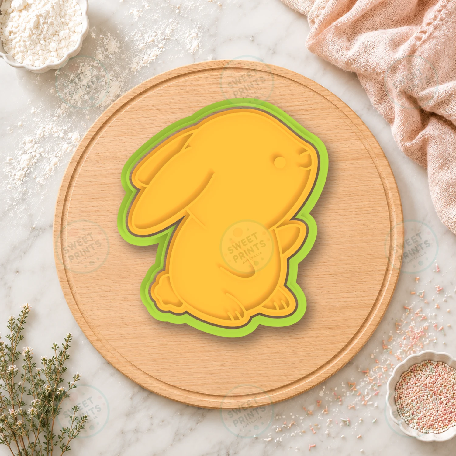 Cute Bunny Sitting Cookie Cutter & Stamp cookie cutter