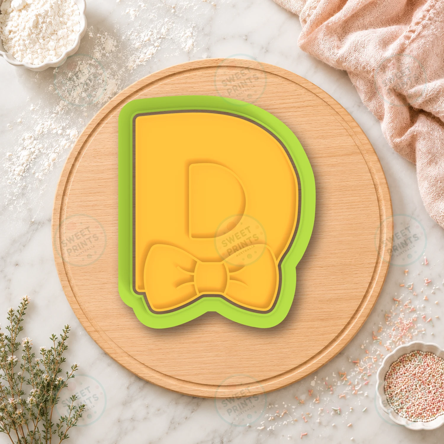 Letter D Bow Tie Cookie Cutter & Stamp cookie cutter