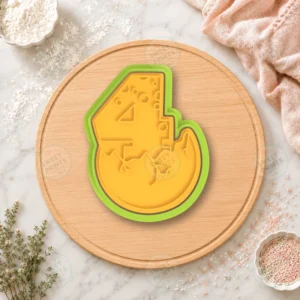 Dinosaur Number 4 Cookie Cutter & Stamp