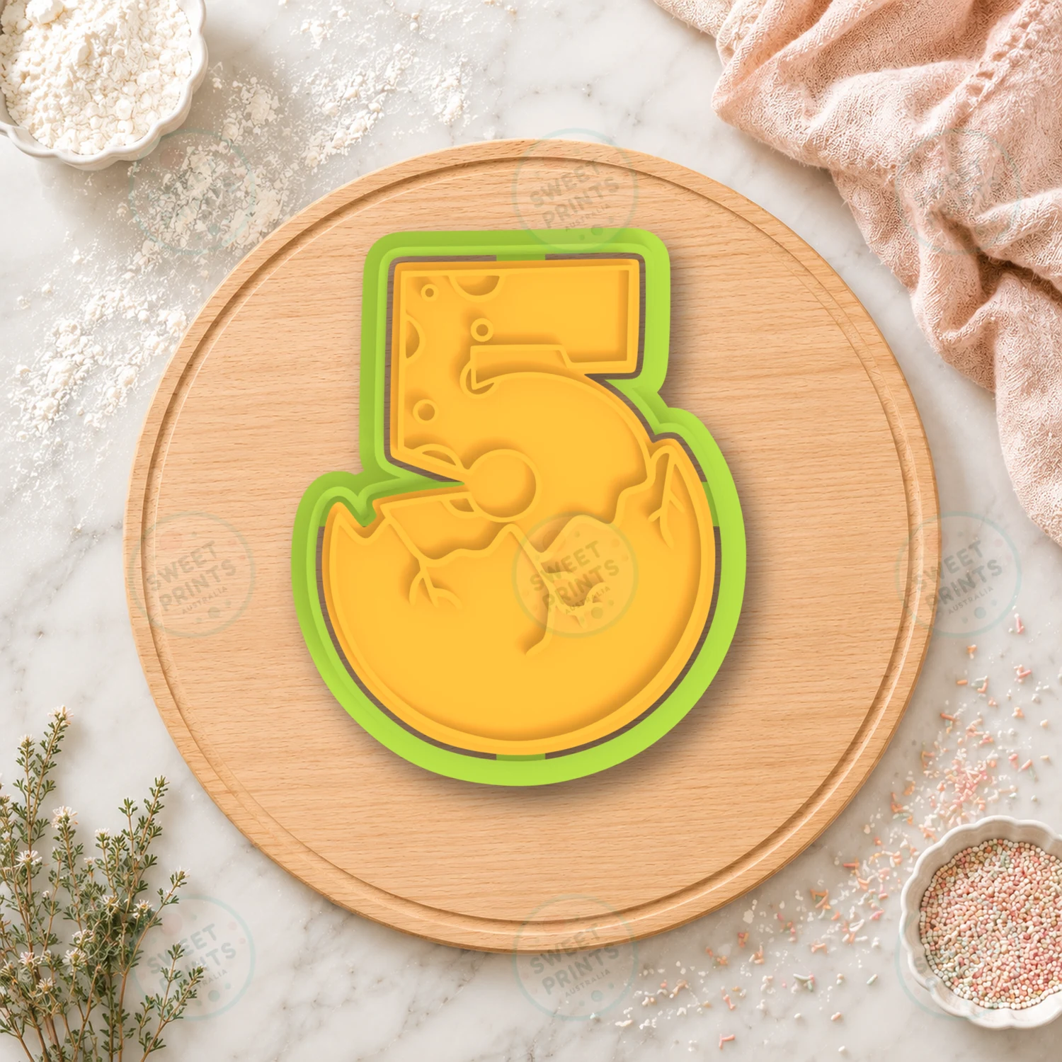 Dinosaur Number 5 Cookie Cutter & Stamp cookie cutter