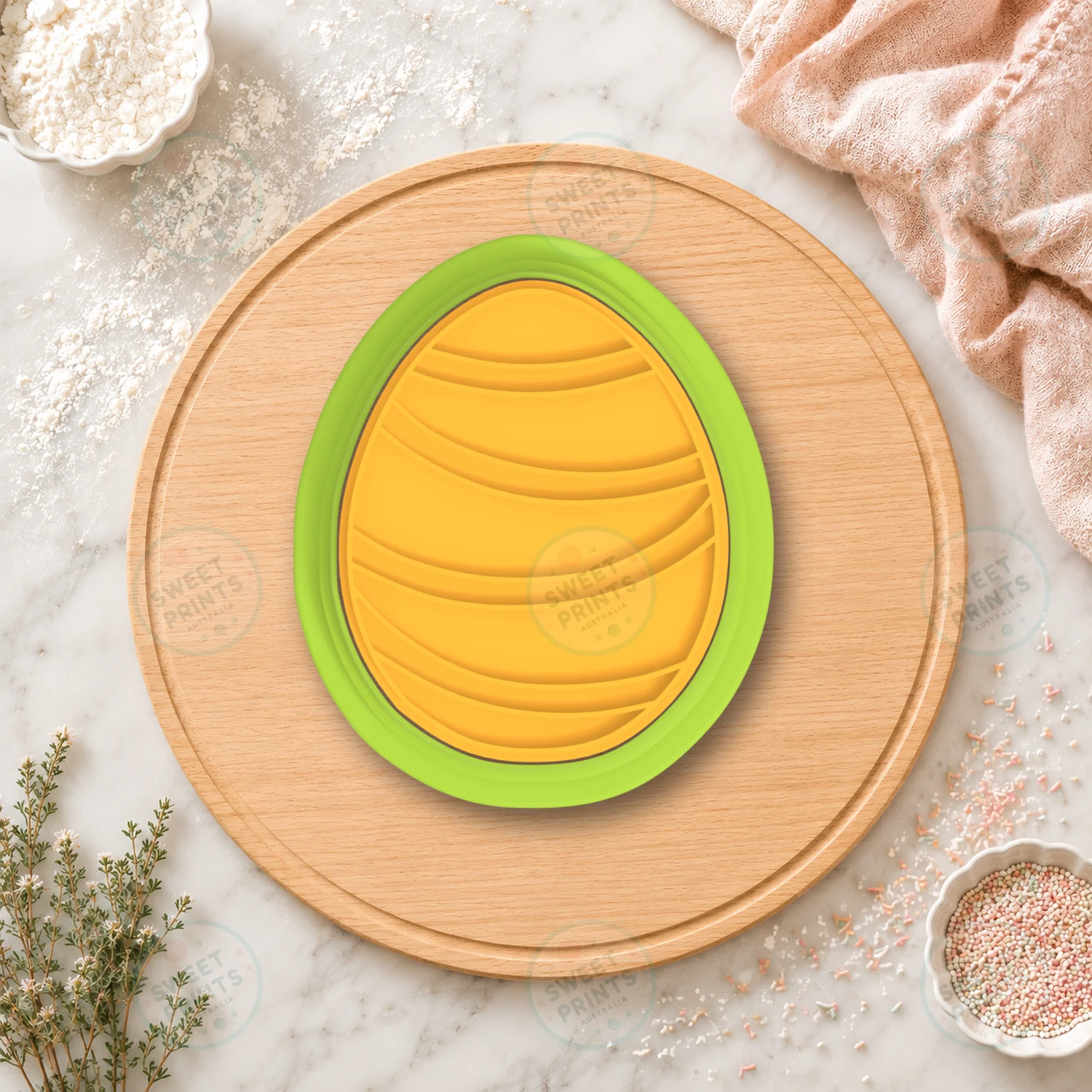 Easter Egg Striped Pattern Cookie Cutter & Stamp cookie cutter