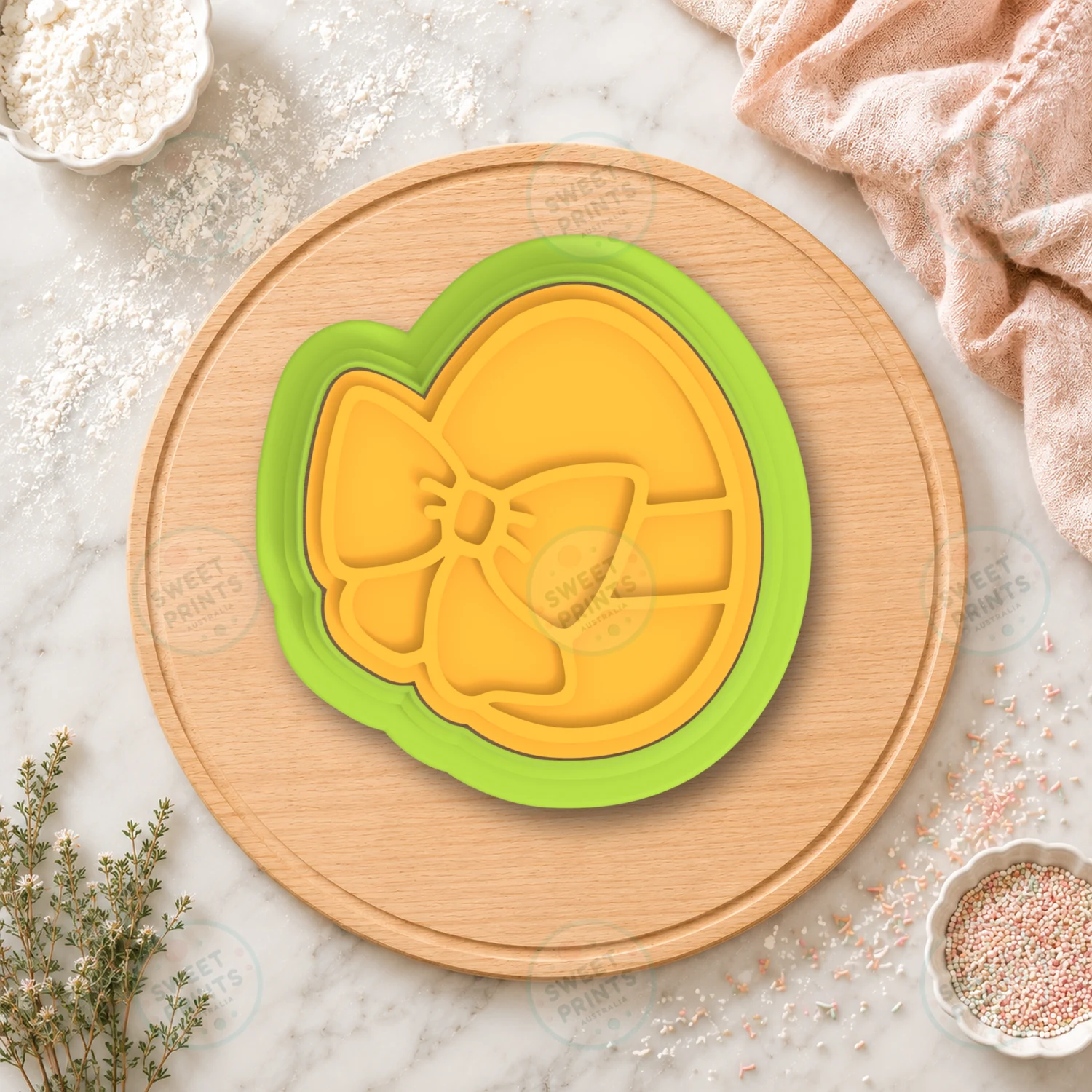 Egg With Bow Cookie Cutter & Stamp cookie cutter