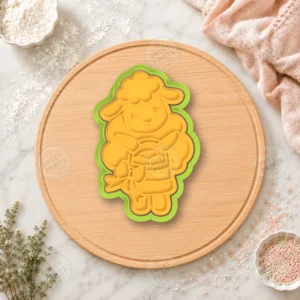 Lamb With Bow Cookie Cutter & Stamp