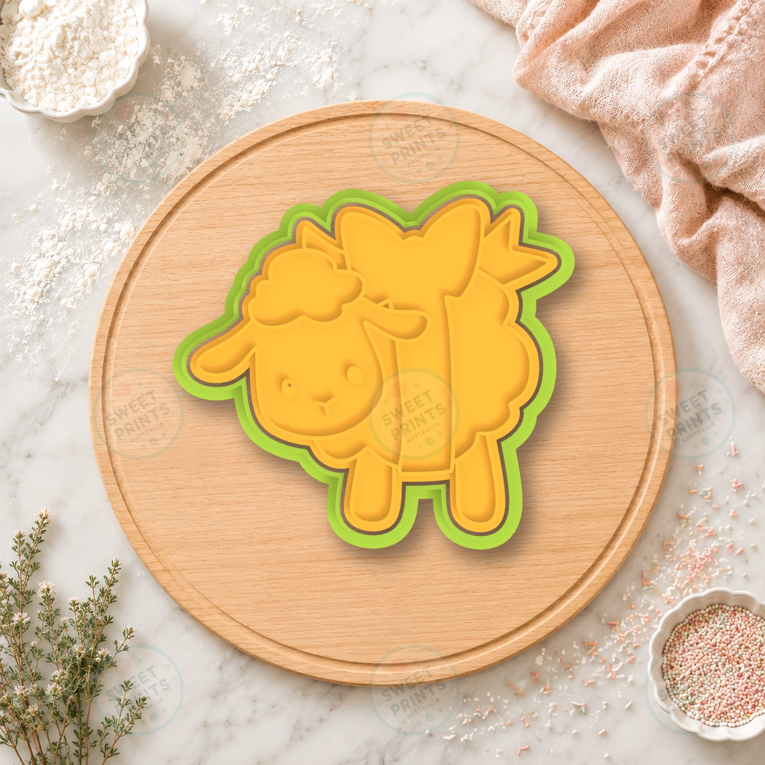 Jumping Lamb Cookie Cutter & Stamp cookie cutter