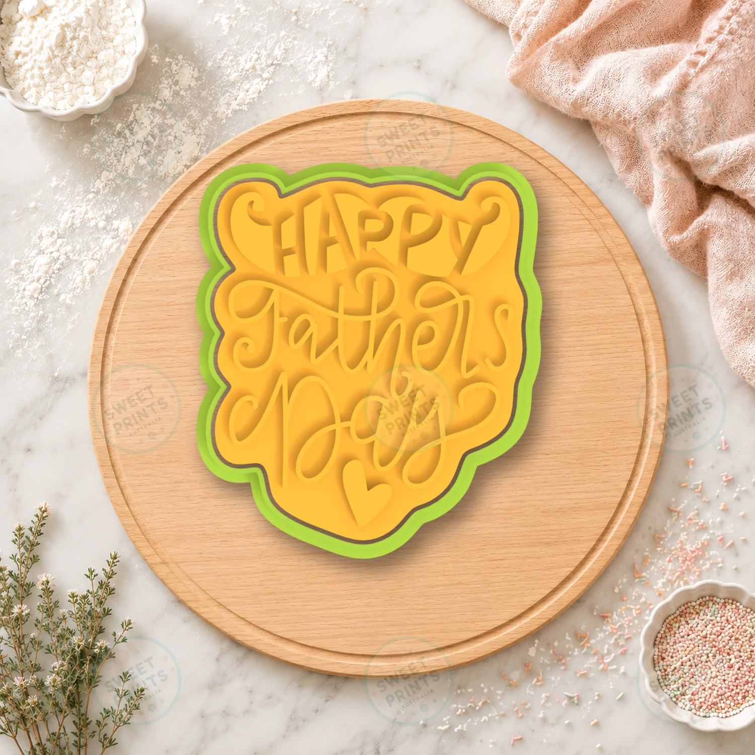 Happy Fathers Day Script Lettering Cookie Cutter & Stamp cookie cutter