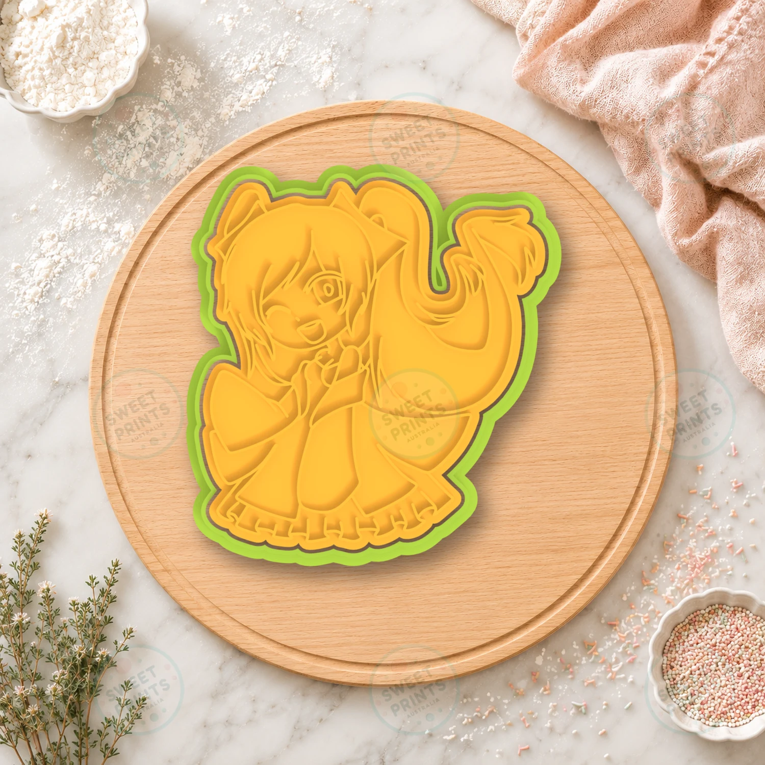 Anime Schoolgirl Character Cookie Cutter & Stamp cookie cutter