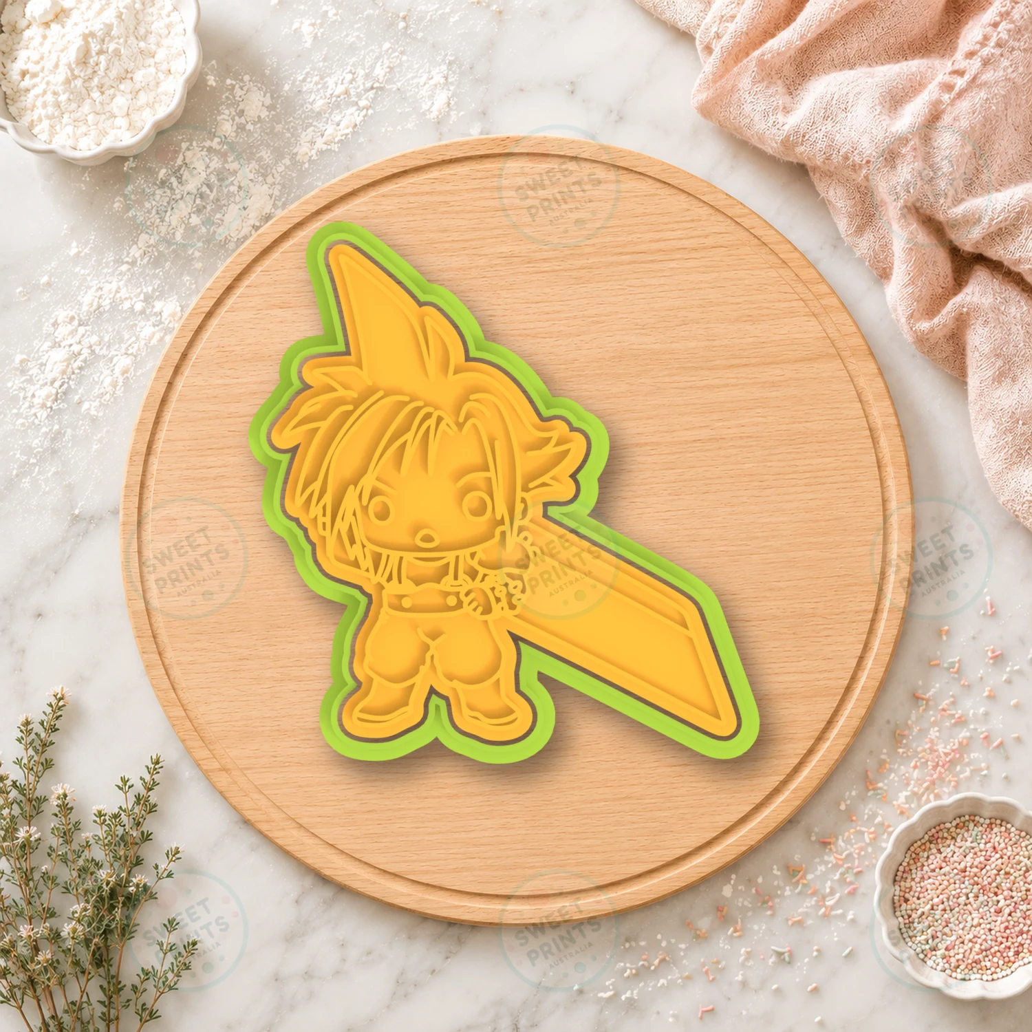 Fantasy Swordsman Character Cookie Cutter & Stamp cookie cutter