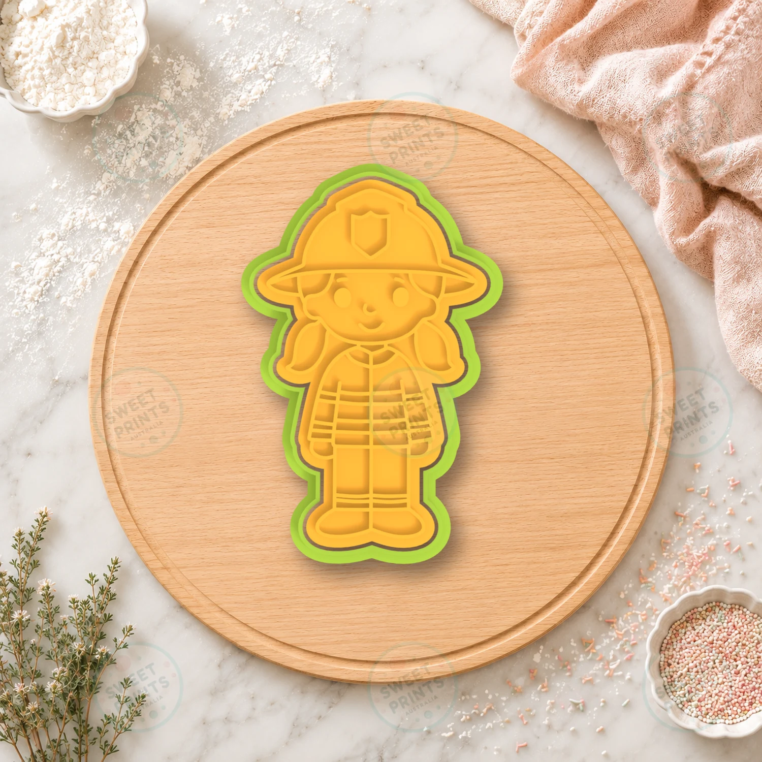 Firefighter Girl Cookie Cutter & Stamp cookie cutter