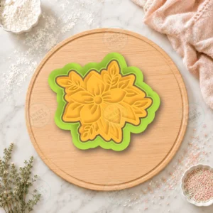 Flowers with Leaves Cookie Cutter & Stamp