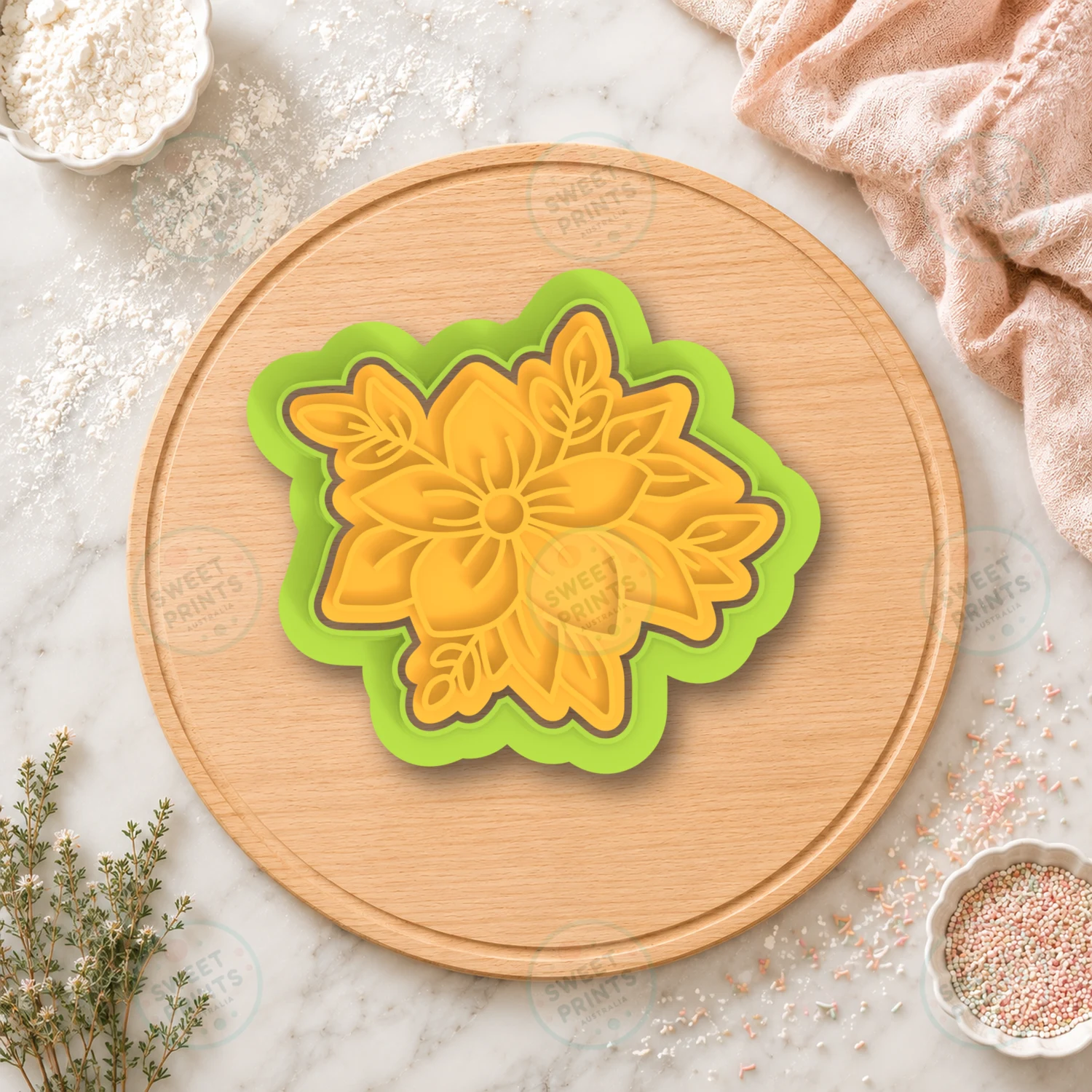 Flowers With Leaves Cookie Cutter & Stamp cookie cutter