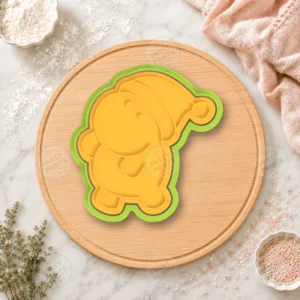 Hippo With Santa Hat Cookie Cutter & Stamp
