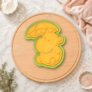 Hippo With Umbrella Cookie Cutter & Stamp