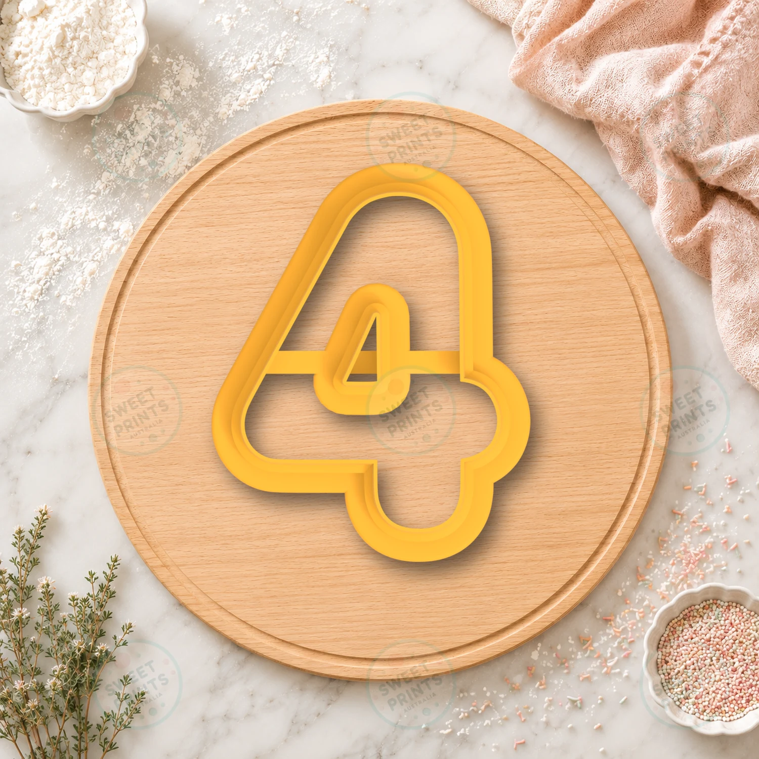 Number Four Cookie Stamp cookie cutter