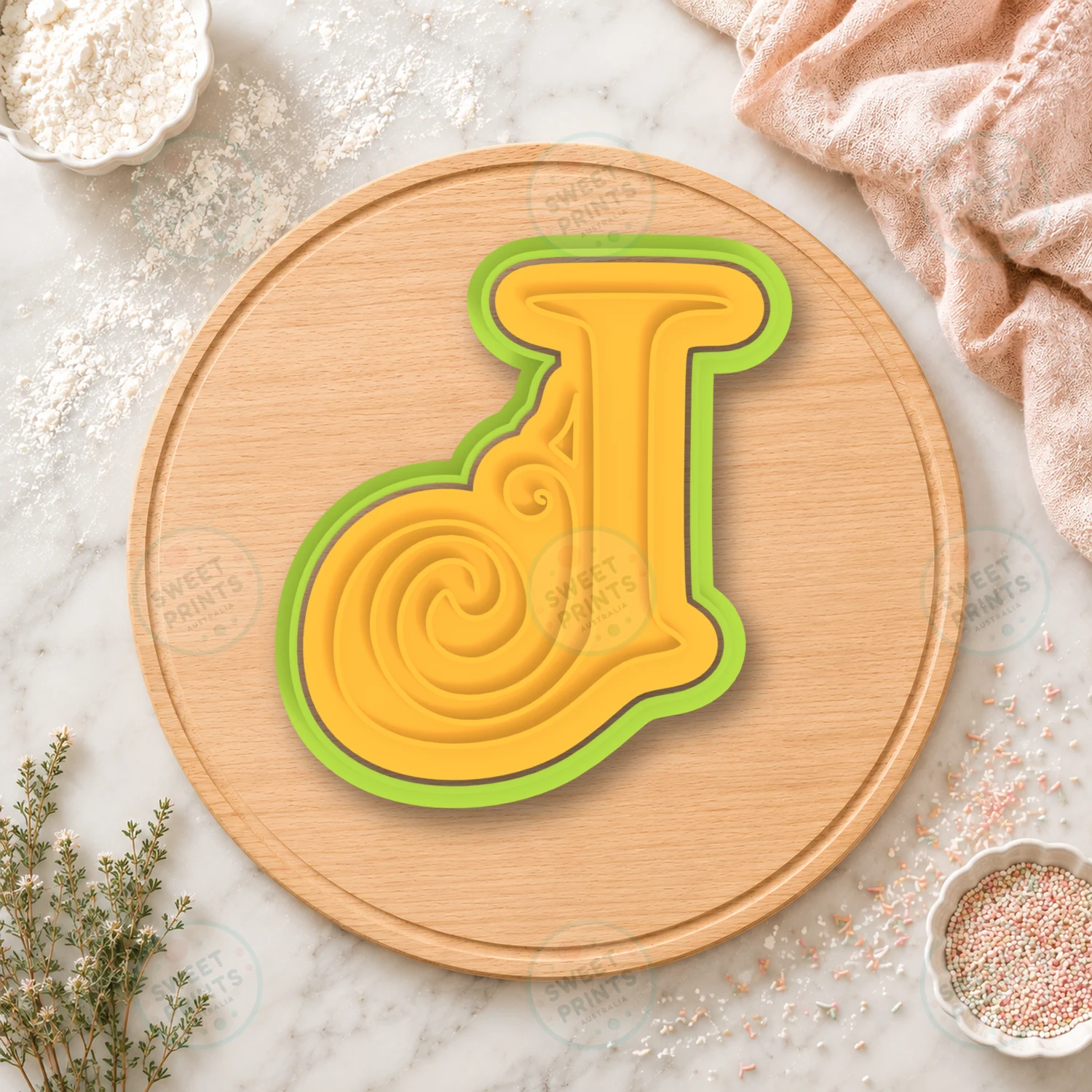 Gothic Letter J Cookie Cutter & Stamp cookie cutter