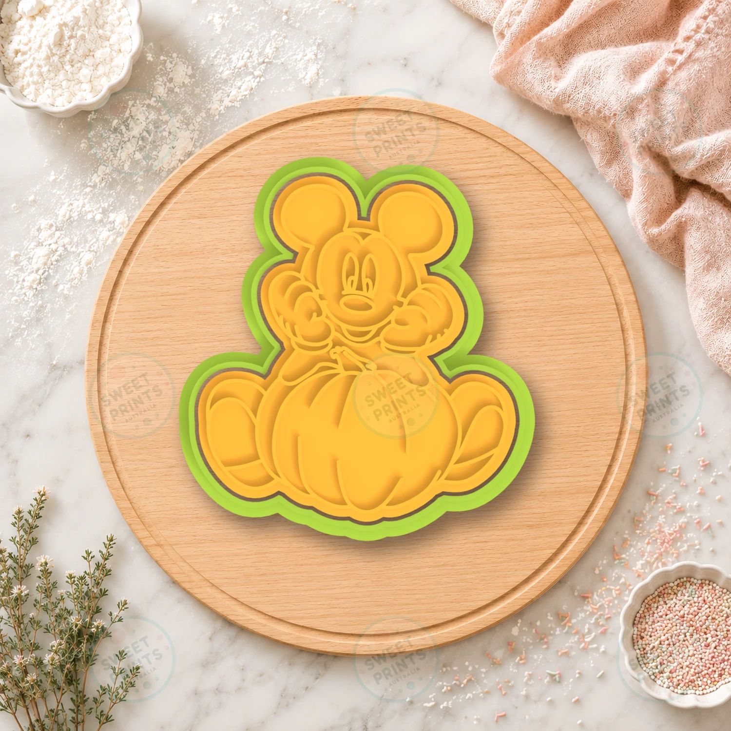Baby Mickey On Pumpkin Cookie Cutter & Stamp cookie cutter
