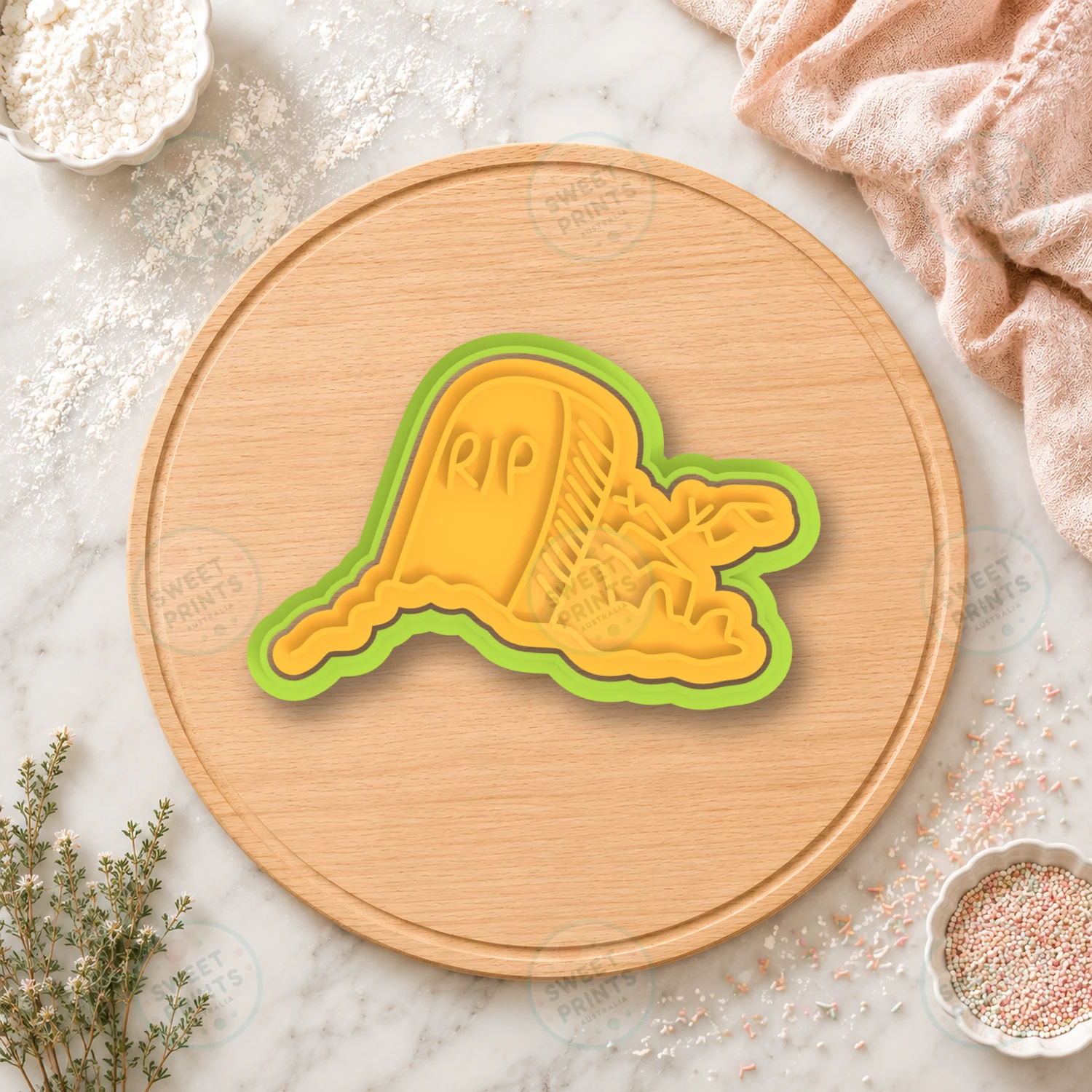 Tilted Rip Gravestone Cookie Cutter & Stamp cookie cutter