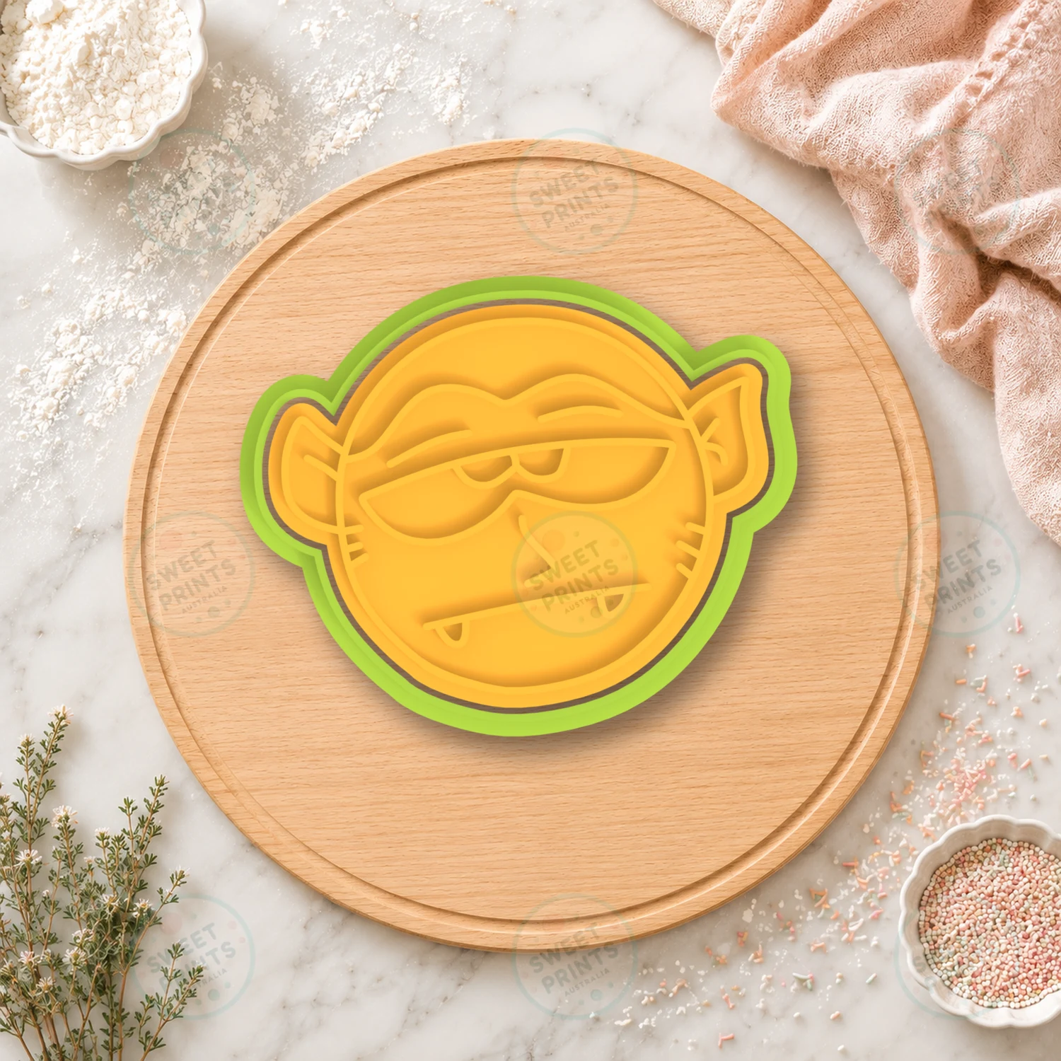Grumpy Gremlin Face Cookie Cutter & Stamp cookie cutter