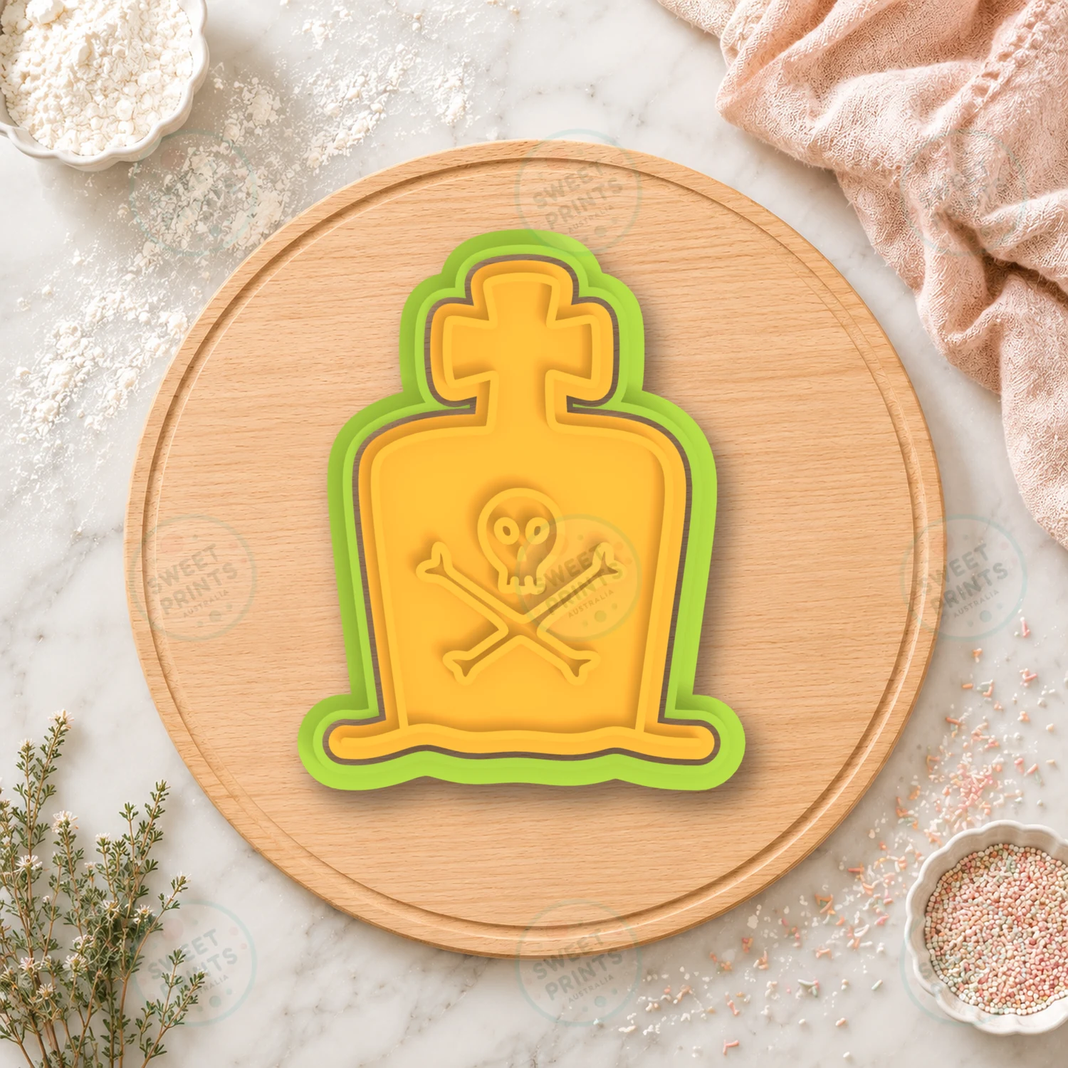 Gravestone Skull Cross Cookie Cutter & Stamp cookie cutter