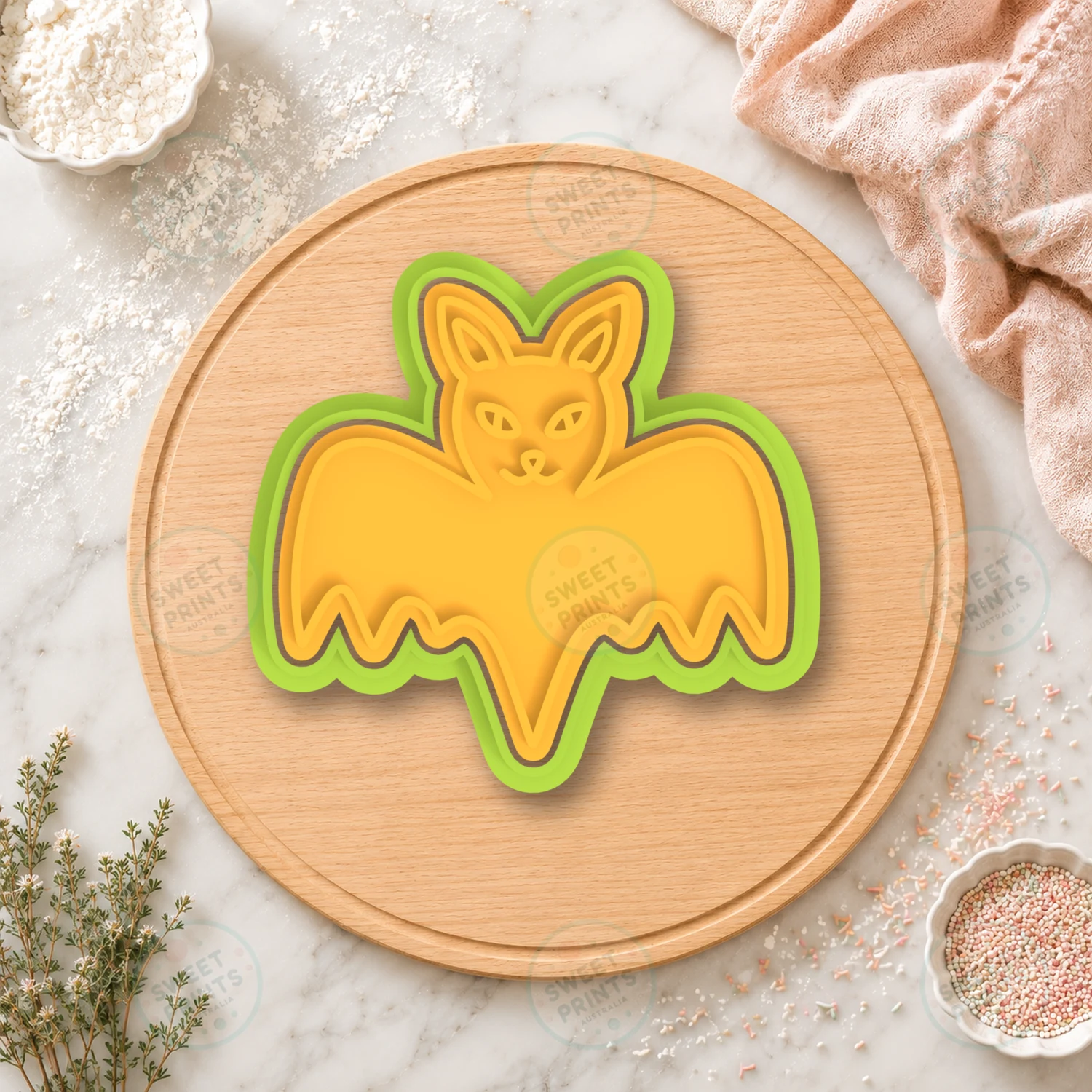 Bat With Cat Face Cookie Cutter & Stamp cookie cutter