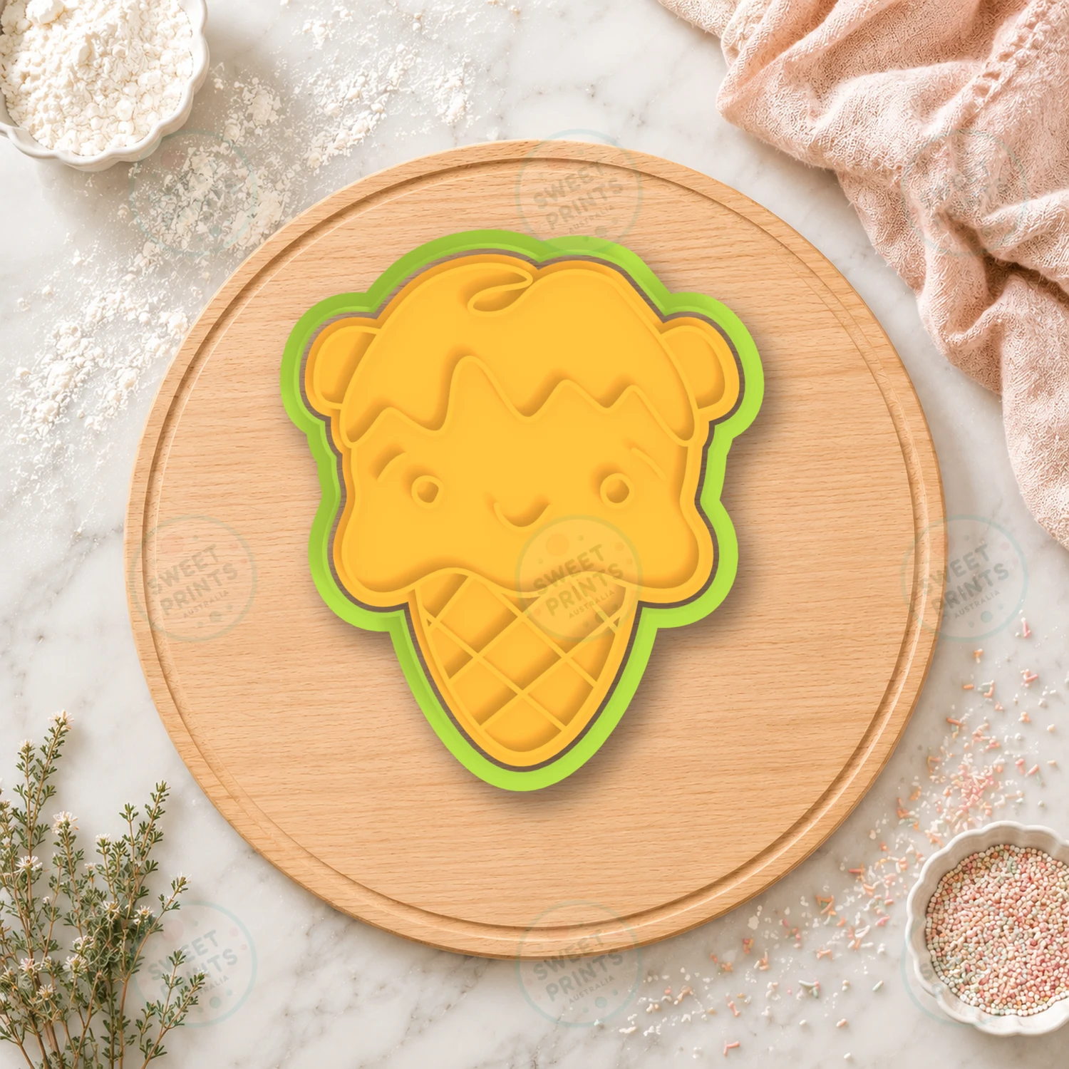 Kawaii Ice Cream Cone Cookie Cutter & Stamp cookie cutter