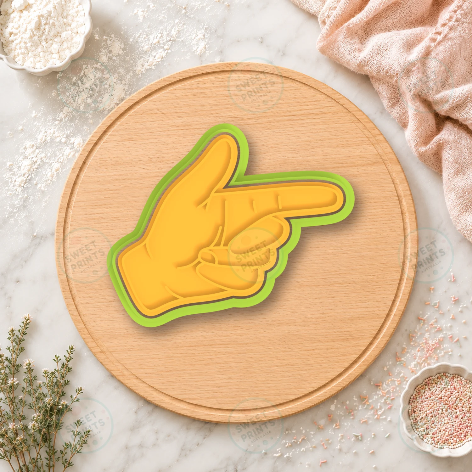 Pointing Hand Sideways Cookie Cutter & Stamp cookie cutter