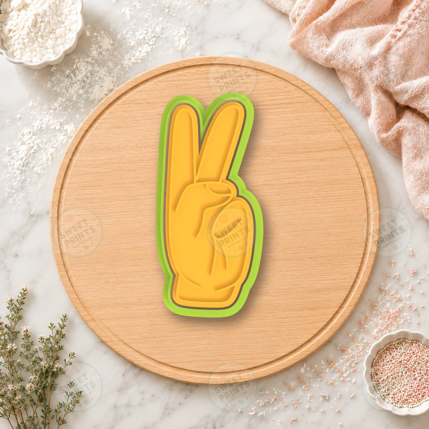Peace Sign Hand Cookie Cutter & Stamp cookie cutter