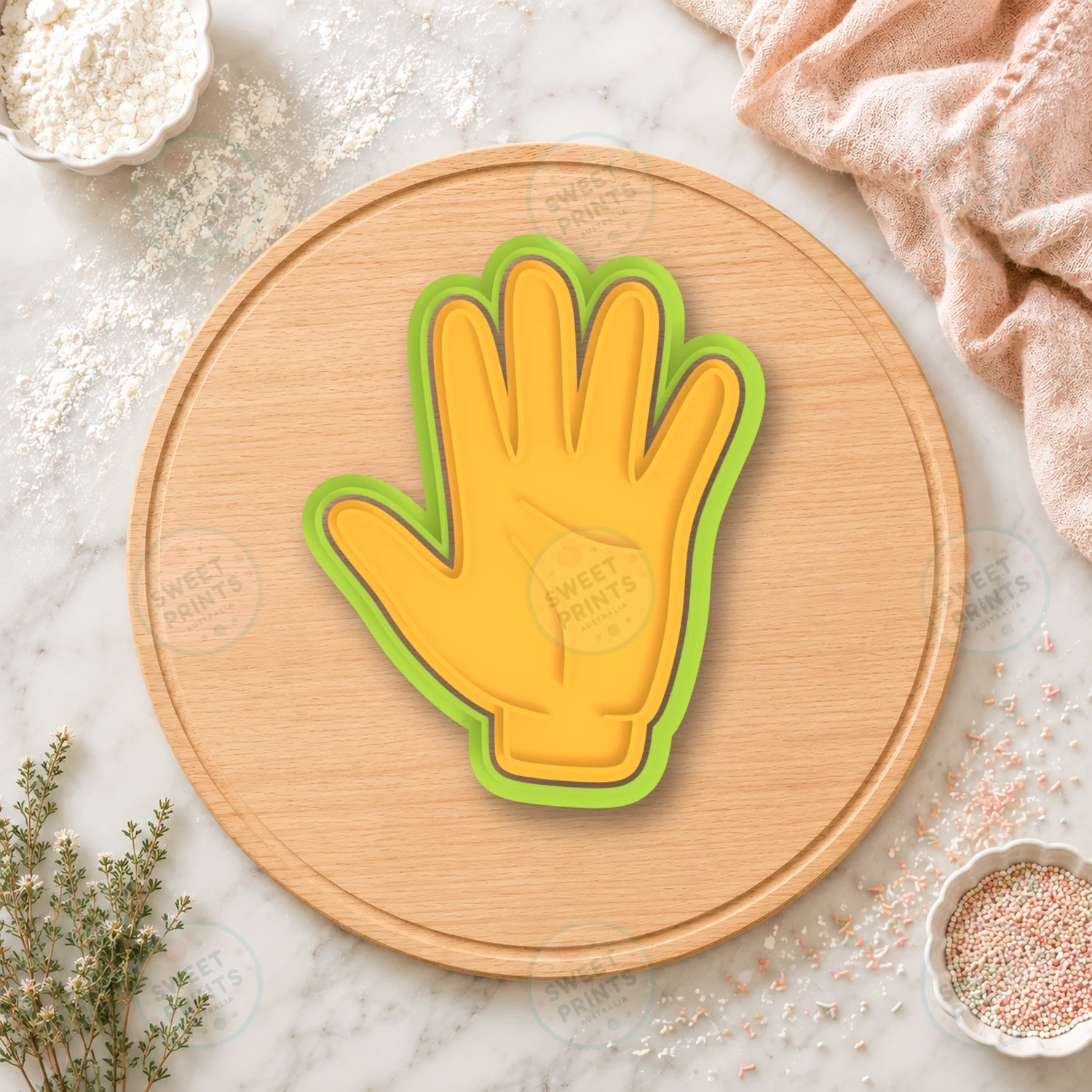 Waving Hand Cookie Cutter & Stamp cookie cutter