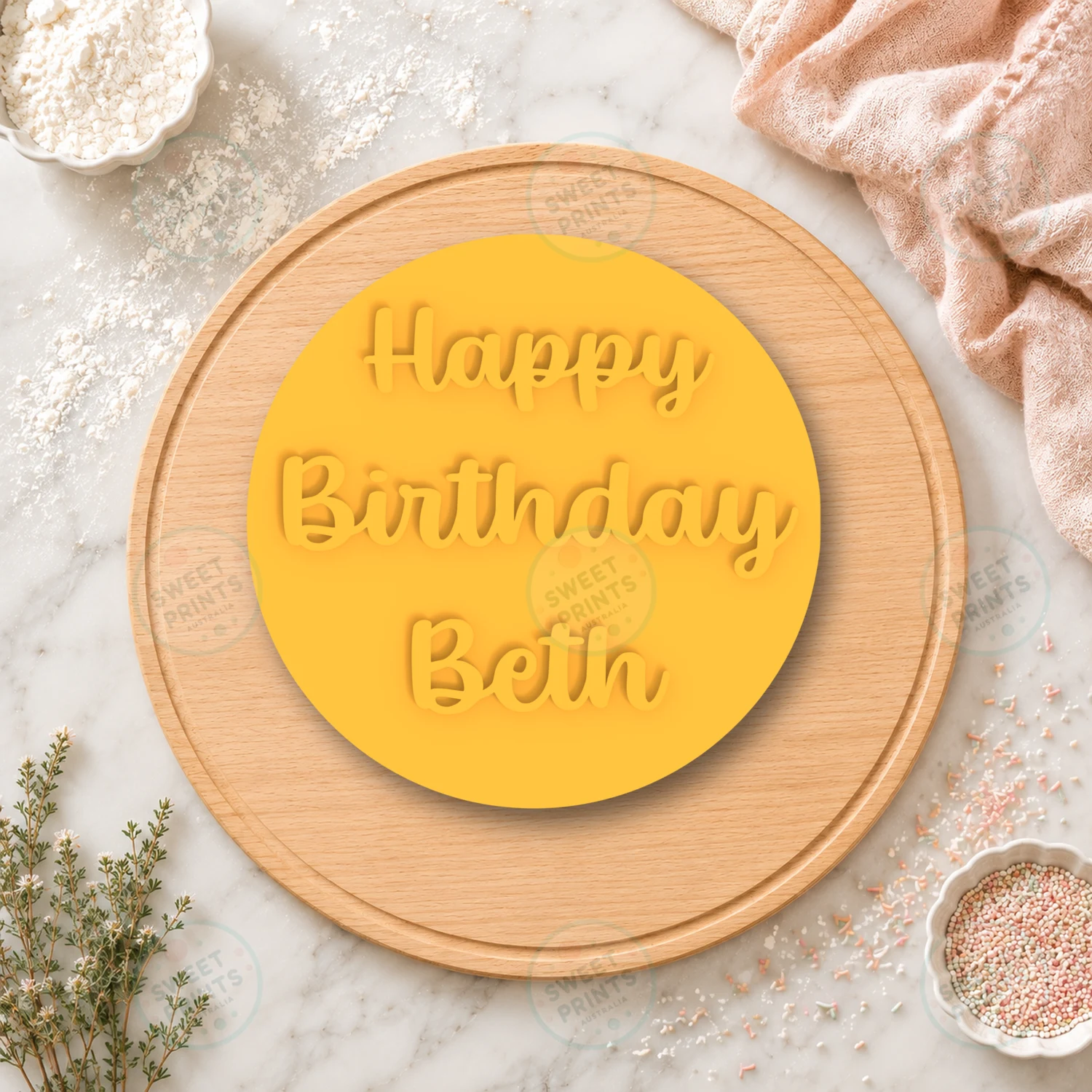 Happy Birthday Beth Cookie Stamp cookie cutter