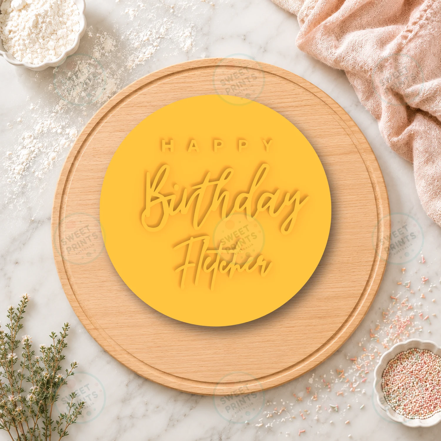 Happy Birthday Fletcher Cookie Stamp cookie cutter